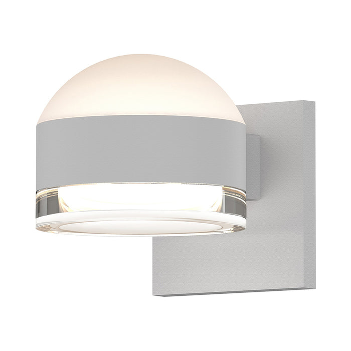 Reals Up/Down Outdoor LED Wall Light in Textured White/Dome Lens/Clear Cylinder Lens.