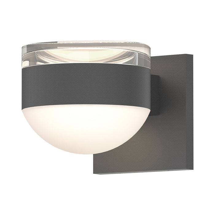 Reals Up/Down Outdoor LED Wall Light in Textured Gray/Clear Cylinder Lens/Dome Lens.