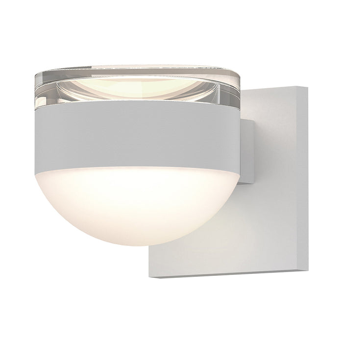 Reals Up/Down Outdoor LED Wall Light in Textured White/Clear Cylinder Lens/Dome Lens.