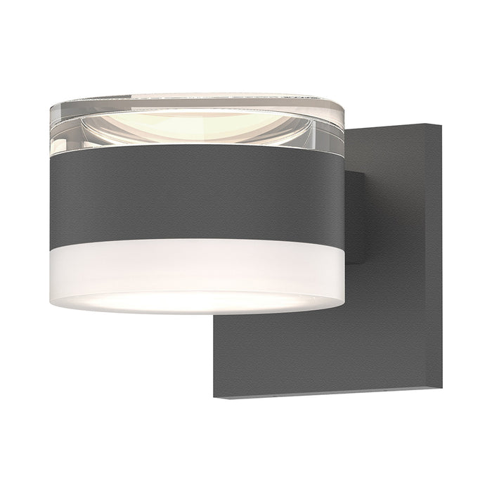 Reals Up/Down Outdoor LED Wall Light in Textured Gray/Clear Cylinder Lens/White Cylinder Lens.
