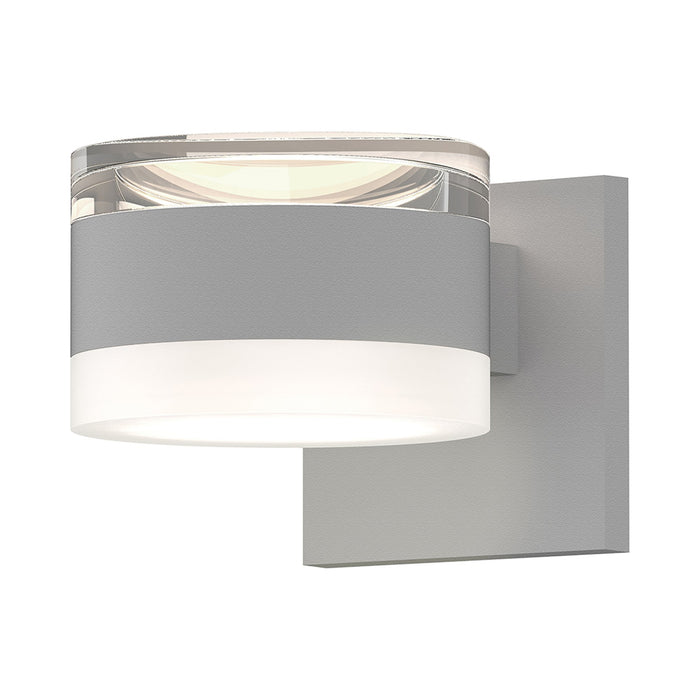 Reals Up/Down Outdoor LED Wall Light in Textured White/Clear Cylinder Lens/White Cylinder Lens.