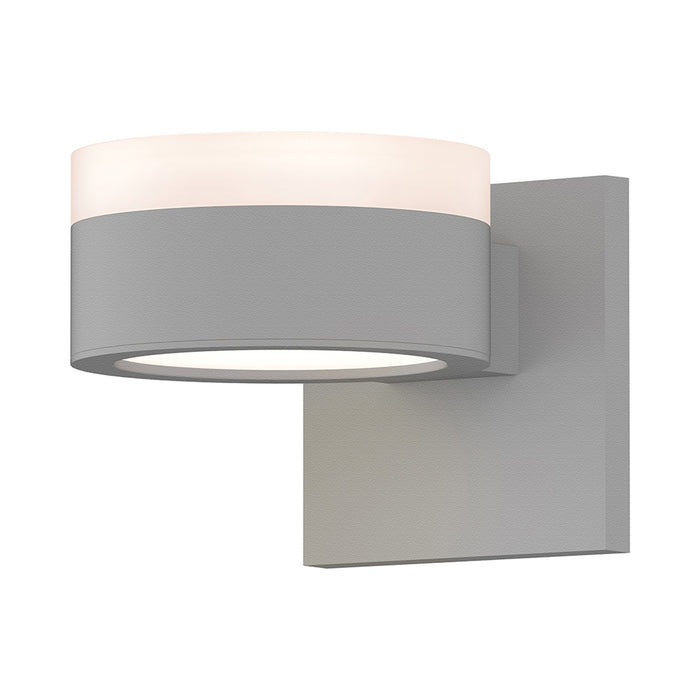 Reals Up/Down Outdoor LED Wall Light in Textured White/White Cylinder Lens/Plate Lens.