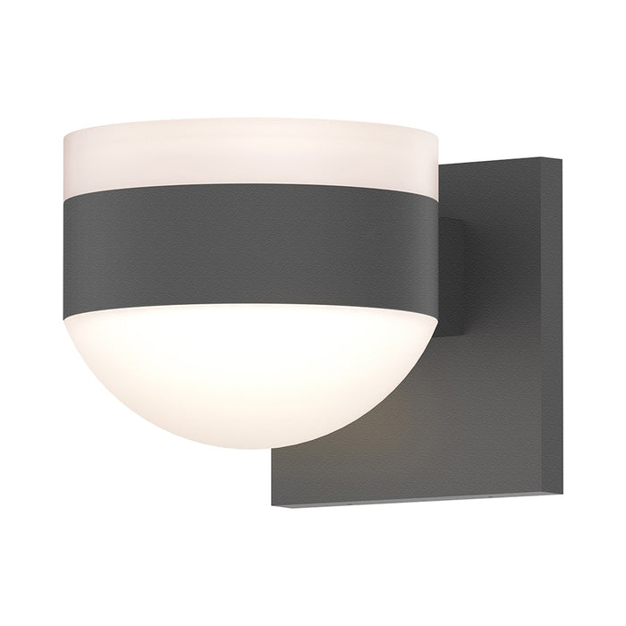 Reals Up/Down Outdoor LED Wall Light in Textured Gray/White Cylinder Lens/Dome Lens.