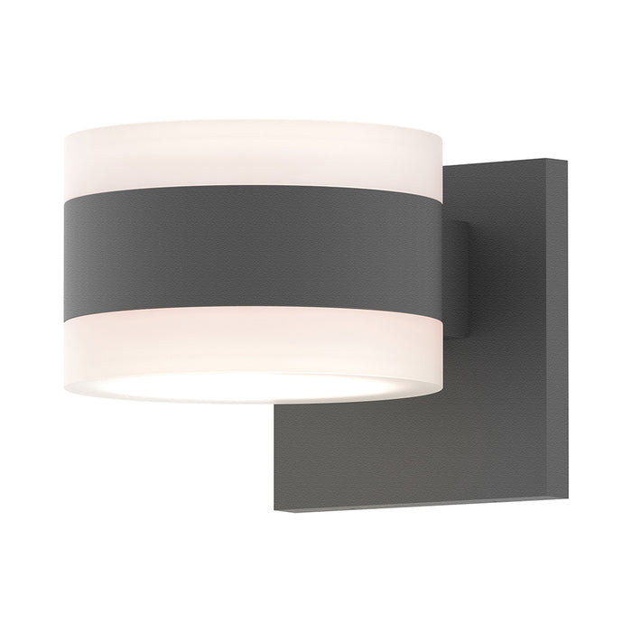 Reals Up/Down Outdoor LED Wall Light in Textured Gray/White Cylinder Lens/White Cylinder Lens.