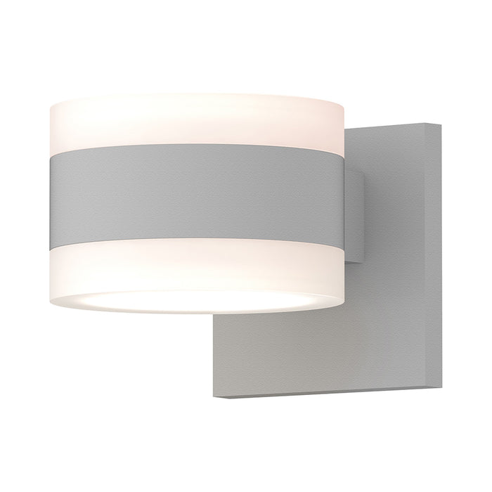 Reals Up/Down Outdoor LED Wall Light in Textured White/White Cylinder Lens/White Cylinder Lens.