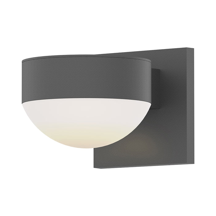 Reals Up/Down Outdoor LED Wall Light in Textured Gray/Plate Lens/Dome Lens.