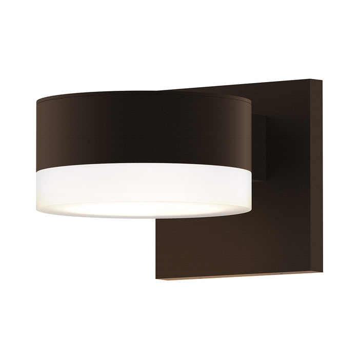 Reals Up/Down Outdoor LED Wall Light in Textured Bronze/Plate Lens/White Cylinder Lens.