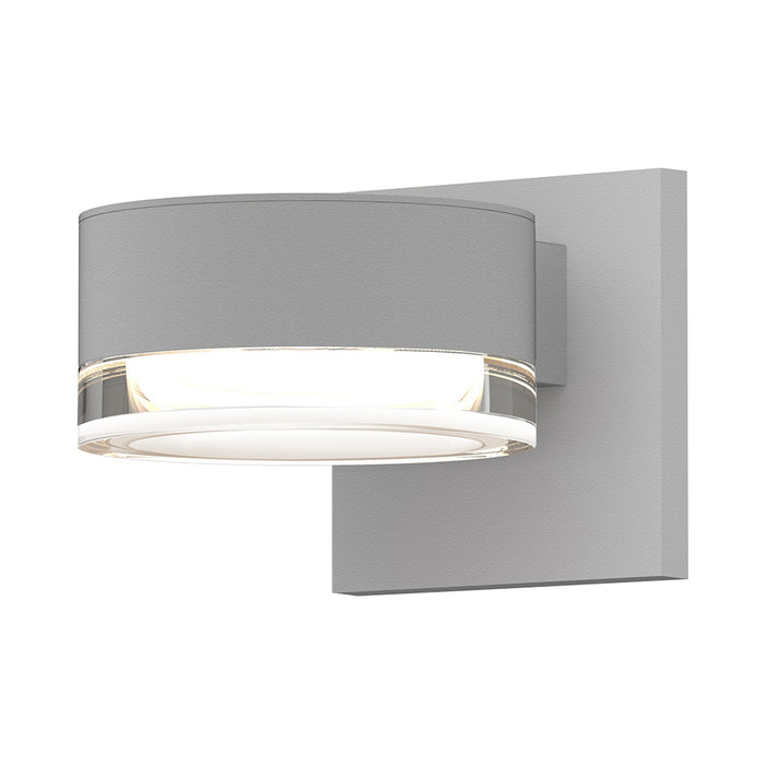 Reals Up/Down Outdoor LED Wall Light in Textured White/Plate Lens/Clear Cylinder Lens.
