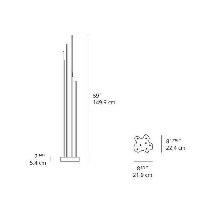 Reeds Outdoor LED Single Floor Lamp - line drawing.