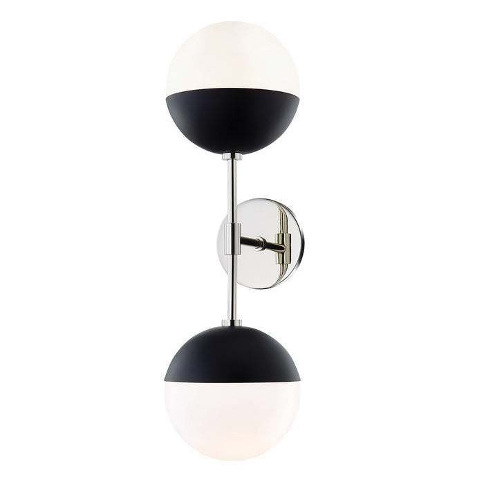 Renee H344102A Wall Light in Polished Nickel / Black.