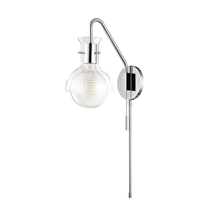 Riley Glass Wall Light in Polished Nickel.