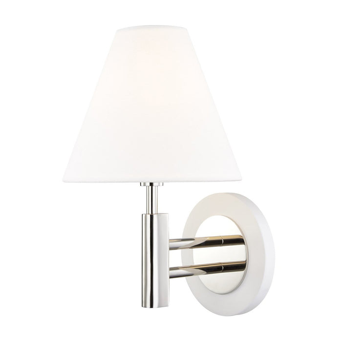 Robbie Wall Light in Polished Nickel / White.