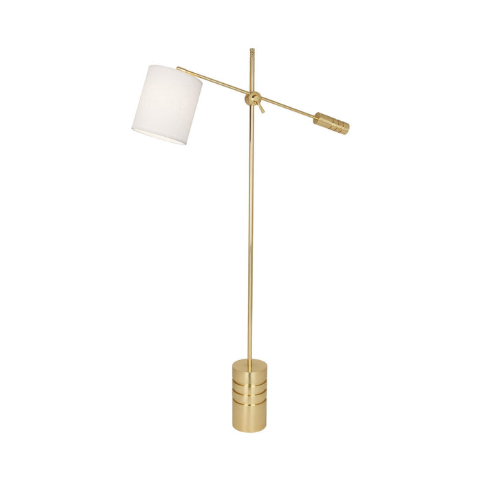 Campbell Floor Lamp in Modern Brass/Oyster Linen.