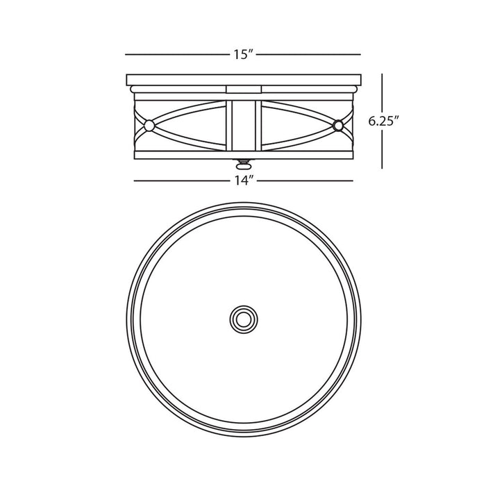 Chase Flush Mount Ceiling Light - line drawing.
