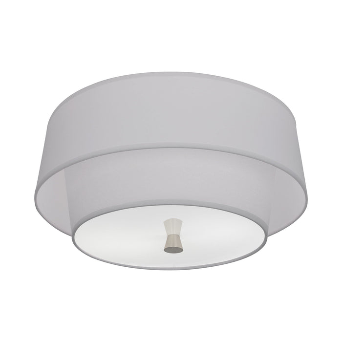 Decker Flush Mount Ceiling Light in Pearl Gray/Polished Nickel.