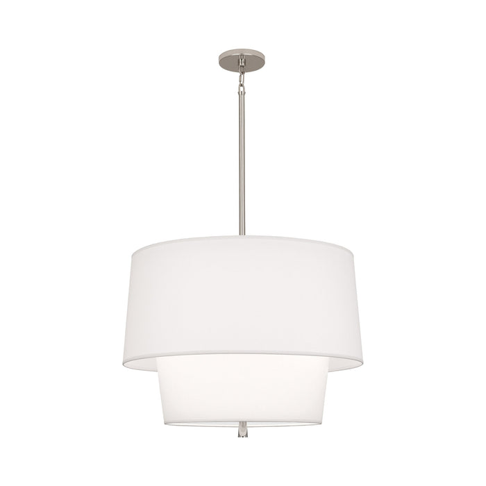 Decker Pendant Light in Ascot White Shade/Polished Nickel Finish.