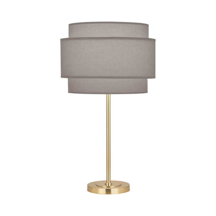 Decker Table Lamp in Modern Brass/Smoke Gray.