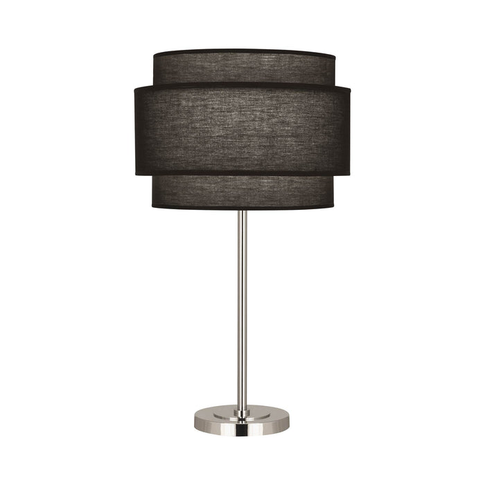 Decker Table Lamp in Polished Nickel/Raven Black.