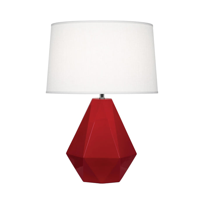Delta Table Lamp in Ruby Red.