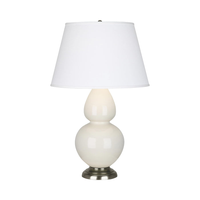 Double Gourd Large Accent Table Lamp in Bone/Fabric Hardback/Antique Silver.