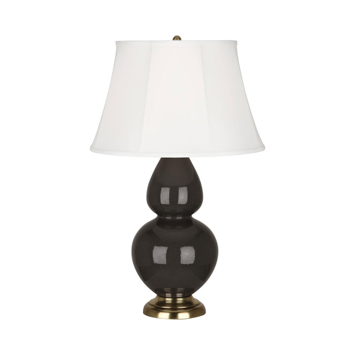 Double Gourd Large Accent Table Lamp in Coffee/Silk Stretch/Brass.