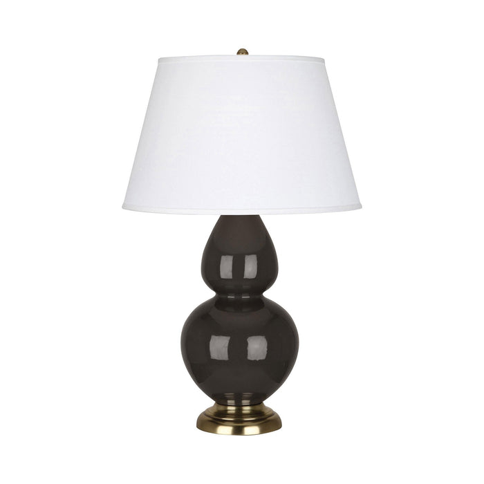Double Gourd Large Accent Table Lamp in Coffee/Fabric Hardback/Brass.