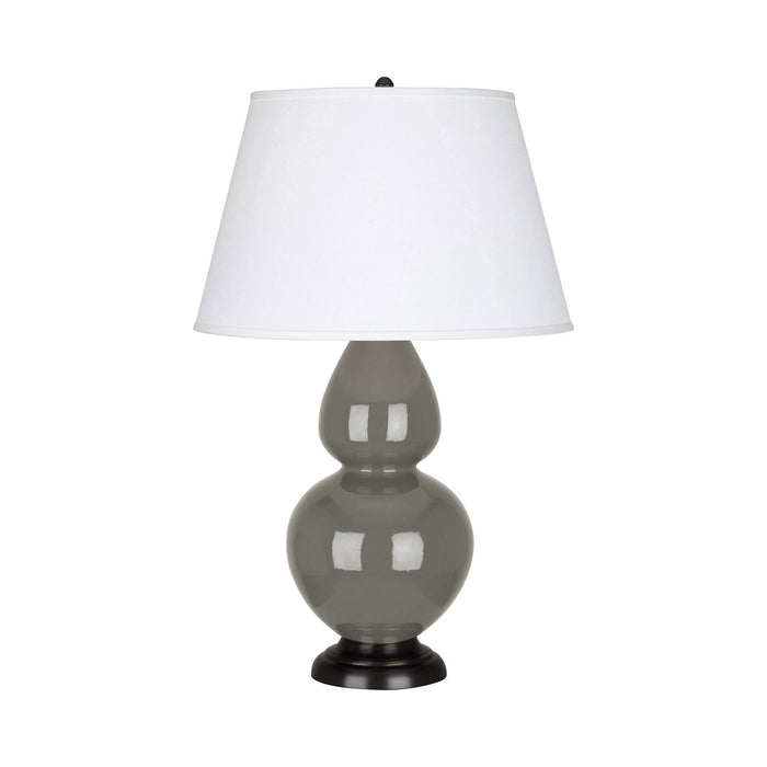 Double Gourd Large Accent Table Lamp with Bronze Base in Ash/Fabric Hardback/Bronze.