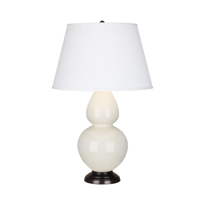 Double Gourd Large Accent Table Lamp with Bronze Base in Bone/Fabric Hardback/Bronze.