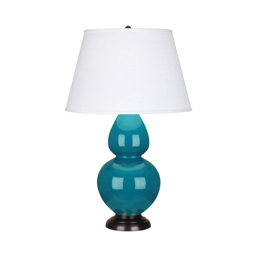 Double Gourd Large Accent Table Lamp with Bronze Base.