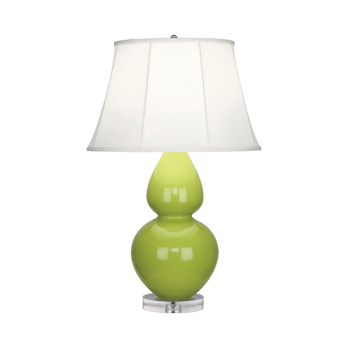 Double Gourd Large Accent Table Lamp with Lucite Base in Apple/Silk Stretch.