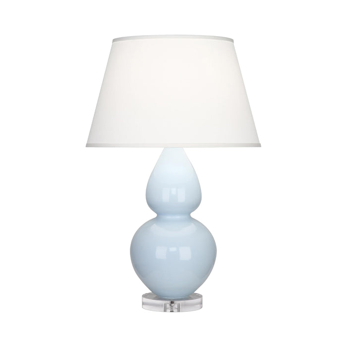 Double Gourd Large Accent Table Lamp with Lucite Base in Baby Blue/Fabric Hardback/Lucite.