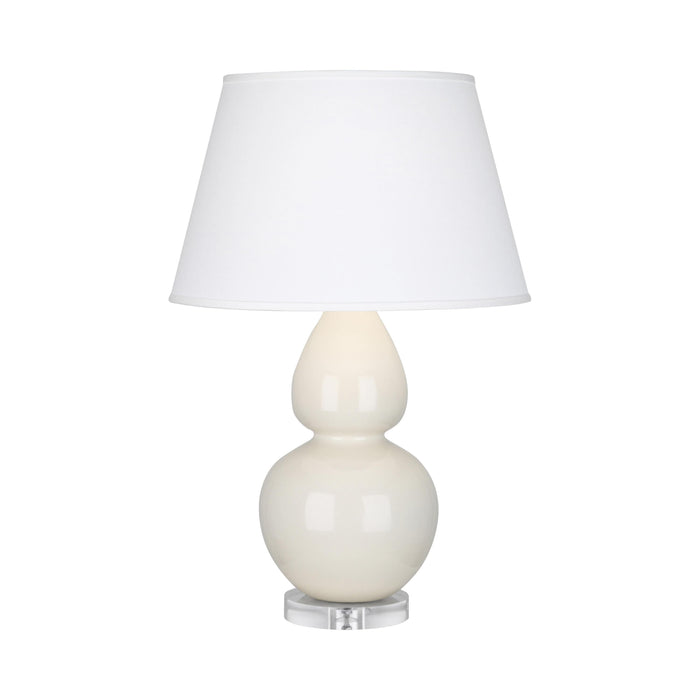 Double Gourd Large Accent Table Lamp with Lucite Base in Bone/Fabric Hardback/Lucite.