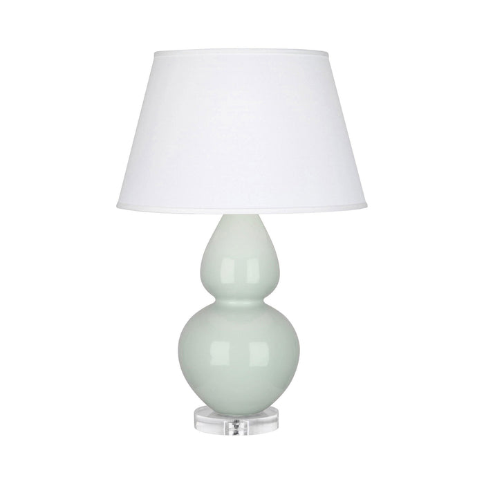 Double Gourd Large Accent Table Lamp with Lucite Base in Celadon/Fabric Hardback/Lucite.