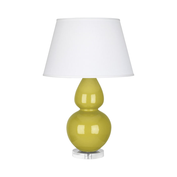 Double Gourd Large Accent Table Lamp with Lucite Base in Citron/Fabric Hardback/Lucite.