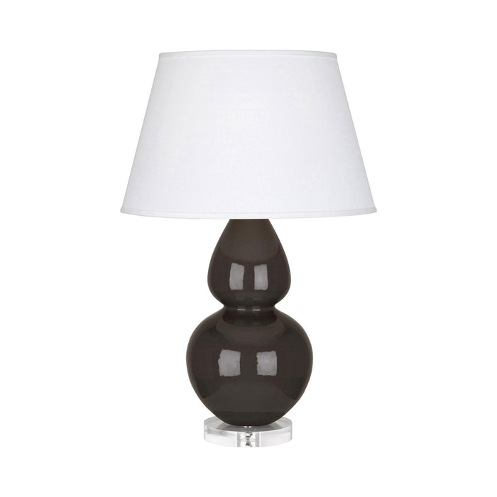 Double Gourd Large Accent Table Lamp with Lucite Base in Coffee/Fabric Hardback.