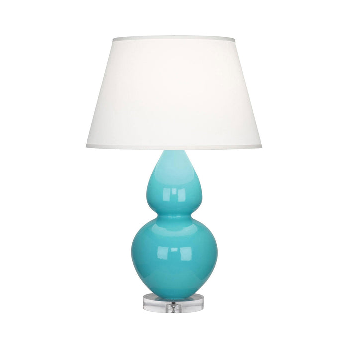 Double Gourd Large Accent Table Lamp with Lucite Base in Egg Blue/Fabric Hardback/Lucite.