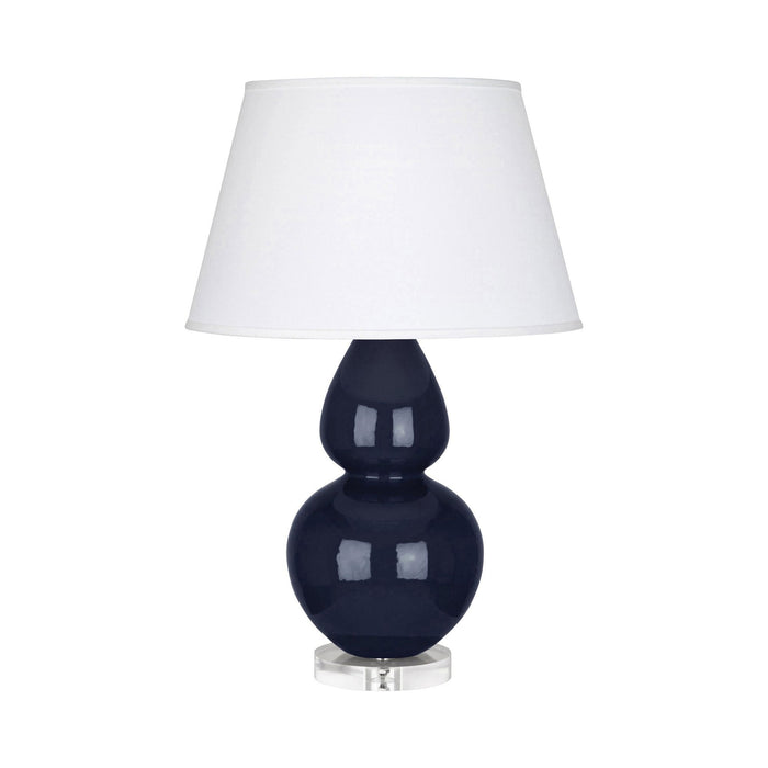 Double Gourd Large Accent Table Lamp with Lucite Base in Midnight Blue/Fabric Hardback/Lucite.