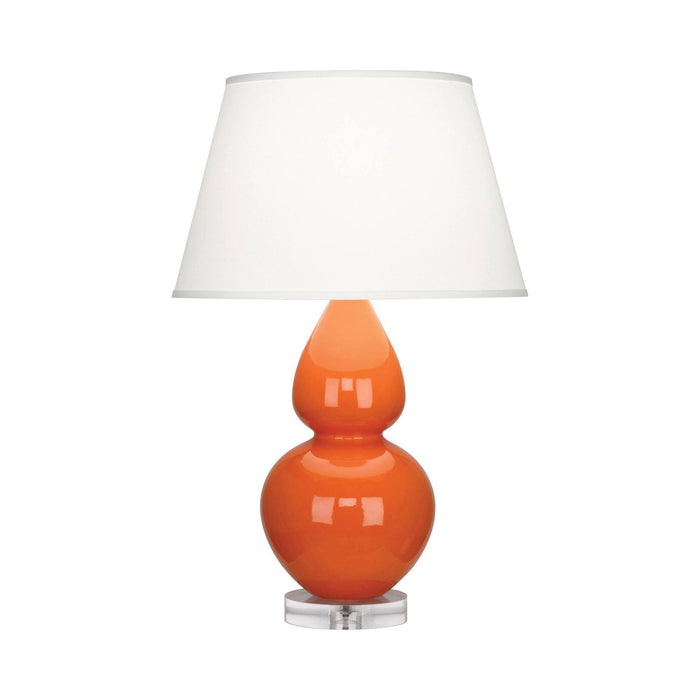 Double Gourd Large Accent Table Lamp with Lucite Base in Pumpkin/Fabric Hardback/Lucite.