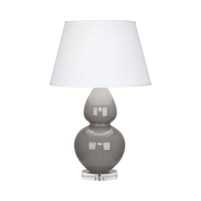 Double Gourd Large Accent Table Lamp with Lucite Base in Smoky Taupe/Fabric Hardback/Lucite.
