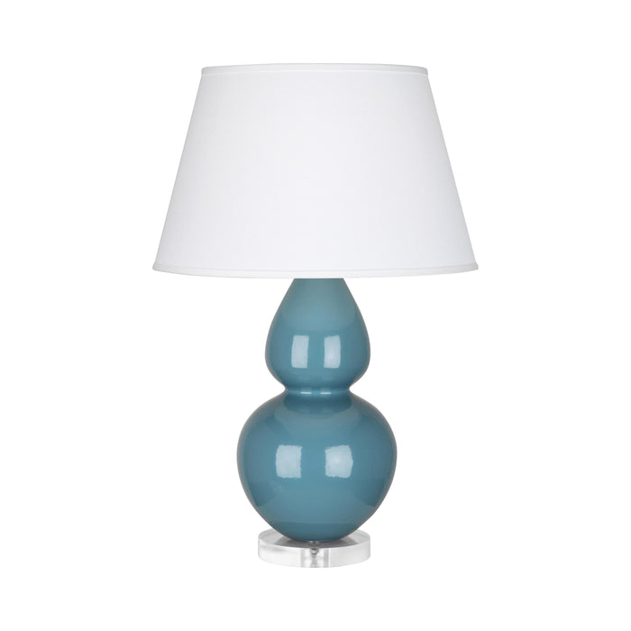 Double Gourd Large Accent Table Lamp with Lucite Base in Steel Blue/Fabric Hardback.