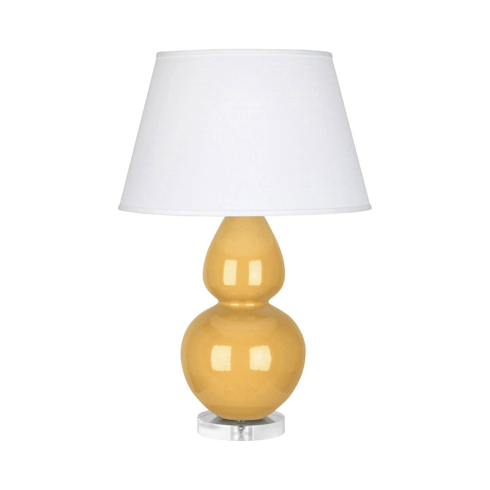 Double Gourd Large Accent Table Lamp with Lucite Base in Sunset Yellow/Fabric Hardback/Lucite.