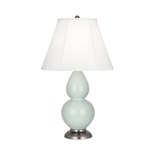 Double Gourd Small Accent Table Lamp with Antique Silver Base.