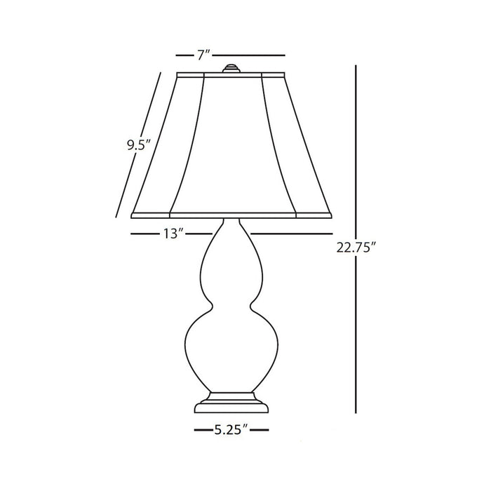 Double Gourd Small Accent Table Lamp with Antique Silver Base - line drawing.