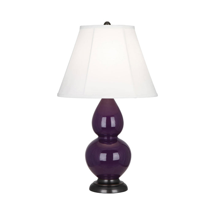 Double Gourd Small Table Lamp in Amethyst/Silk Stretch/Bronze.