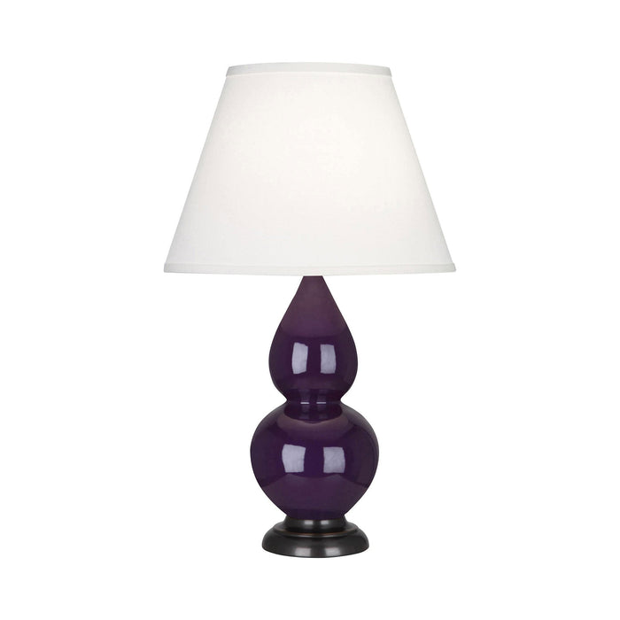 Double Gourd Small Table Lamp in Amethyst/Fabric Hardback/Bronze.