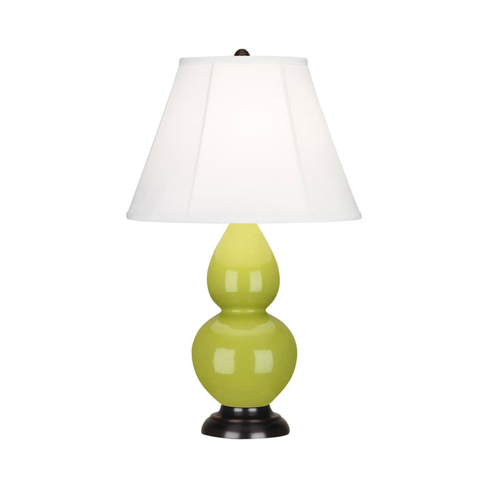 Double Gourd Small Table Lamp in Apple/Silk Stretch/Bronze.