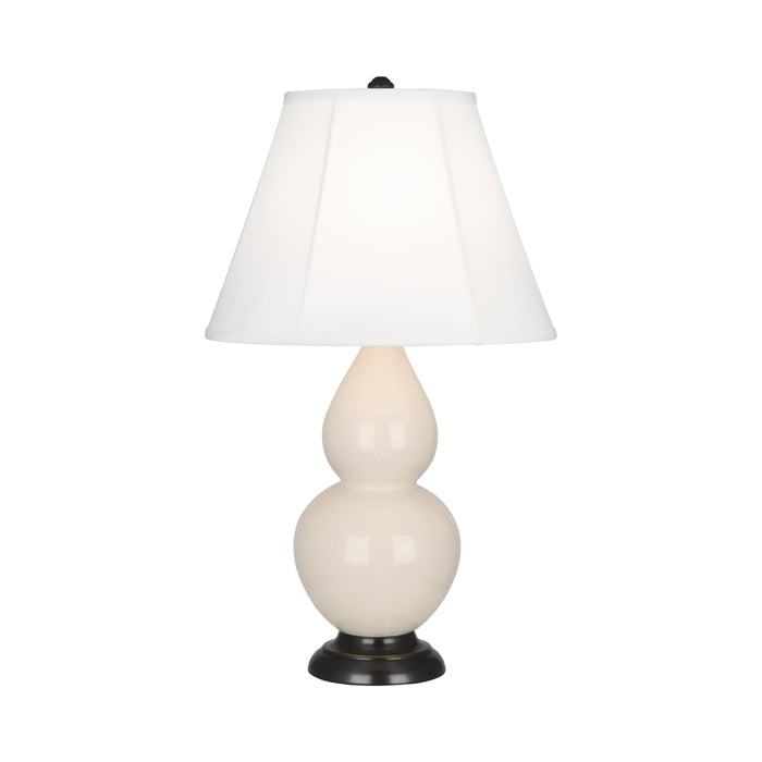 Double Gourd Small Table Lamp in Bone/Silk Stretch/Bronze.