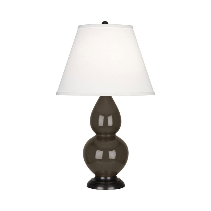 Double Gourd Small Table Lamp in Brown Tea/Fabric Hardback/Bronze.