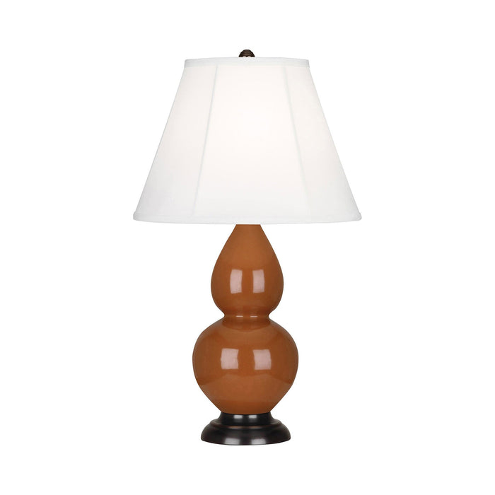Double Gourd Small Table Lamp in Cinnamon/Silk Stretch/Bronze.