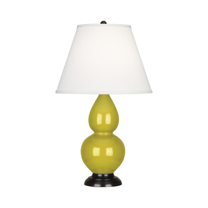 Double Gourd Small Table Lamp in Citron/Fabric Hardback/Bronze.